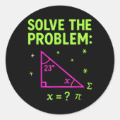 67 Math Meme Solve The Problem Funny Teachers Stud ラウンドシール (正面)