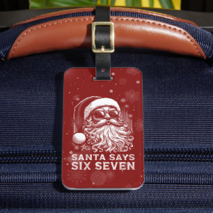 67 Meme 笑ってるサンタが「シックス セブン」クリスマス ラゲッジタグ