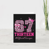 67 Meme 13th Birthday Girl Leopard Nk Bow Cute Tee カード (正面)