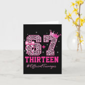 67 Meme 13th Birthday Girl Leopard Nk Bow Cute Tee カード (黄色い花)