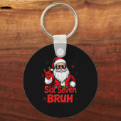 67 Meme 6 7 Funny Christmas Santa Rock On Six Seve キーホルダー (正面)