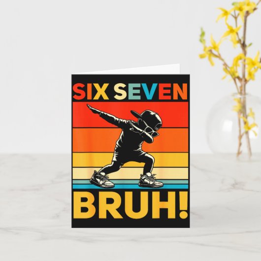 67 Meme 6 7 Numbers Dabbing Six Seven Bruh Funny B カード (黄色い花)