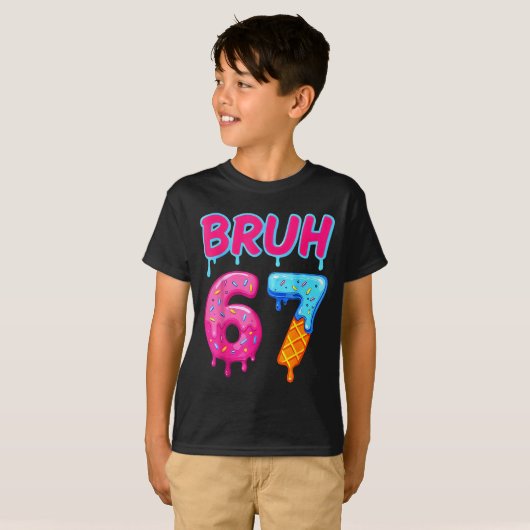 67 Meme 6 7 Numbers Ice Cream Six Seven Bruh Funny Tシャツ (正面フル)