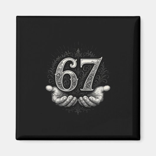 67 Meme 6 7 Six Seven Hands Funny Gen Alpha Slang  マグネット (正面)