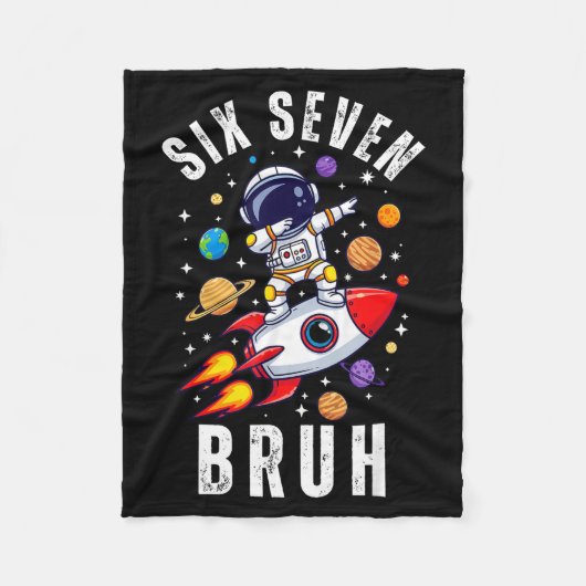 67 Meme Astronaut Dabbing In Space Funny Six Seven フリースブランケット (正面)