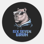 67 Meme Capybara Funny Six Seven Bruh Capybara For ラウンドシール (正面)