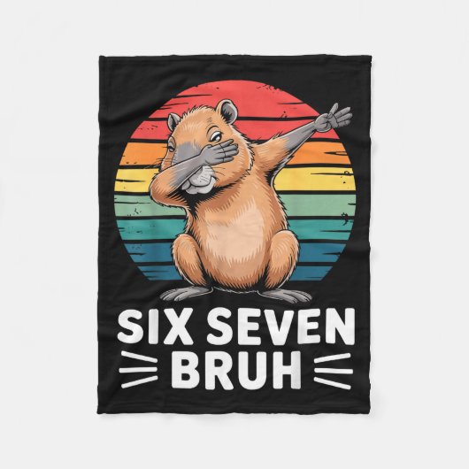 67 Meme Capybara Funny Six Seven Bruh Humor For Ki フリースブランケット (正面)