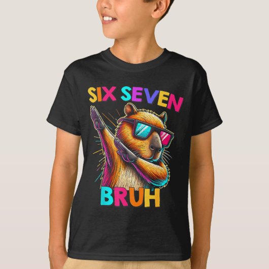 67 Meme Capybara Six Seven Bruh Capybara Kids Boys Tシャツ (正面)