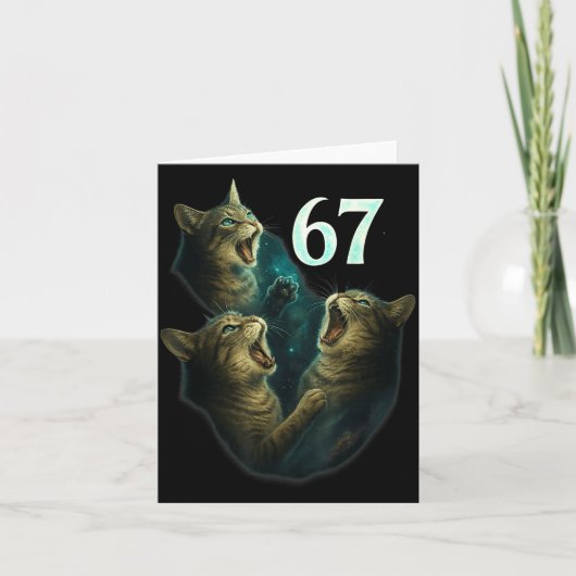 67 Meme Cat Howling At 67 Funny 6 7  カード (正面)