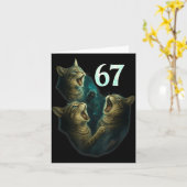 67 Meme Cat Howling At 67 Funny 6 7  カード (黄色い花)