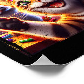 67 Meme Cat Raccoon New Year Selfie Funny Birthday ポスター (角)