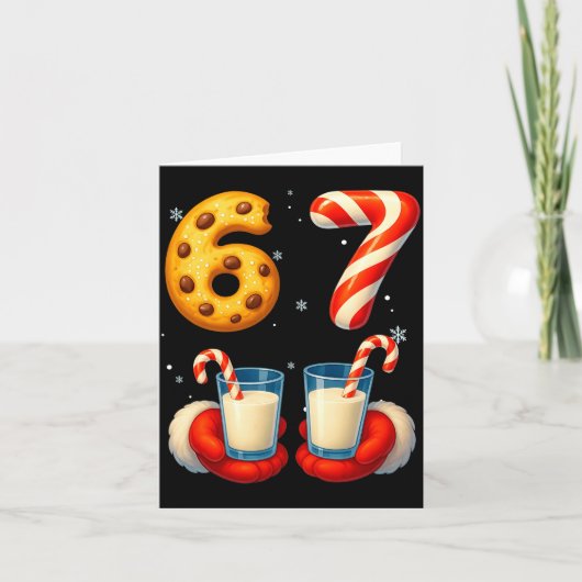67 Meme Christmas Cookie Candy Cane Funny Six Seve カード (正面)