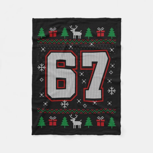 67 Meme Christmas Ornaments Ugly Sweater Xmas Cele フリースブランケット (正面)