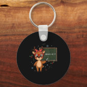 67 Meme Christmas Reindeer Funny 6 7 Teacher Men W キーホルダー (正面)