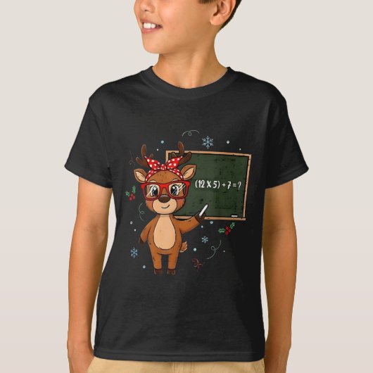 67 Meme Christmas Reindeer Funny 6 7 Teacher Men W Tシャツ (正面)