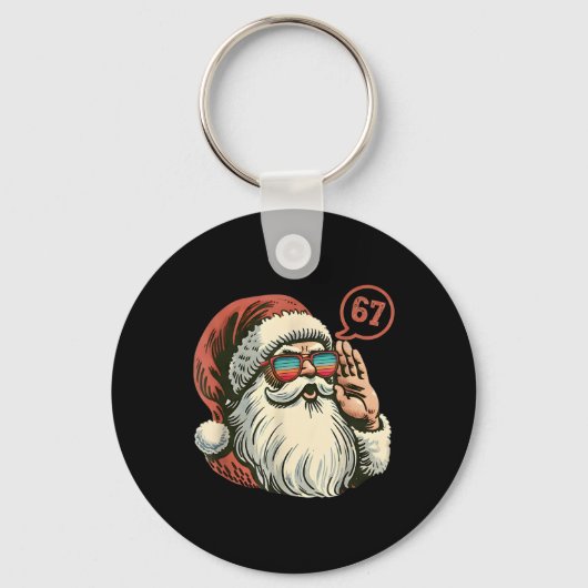 67 Meme Cool Santa Retro Santa 6 7 Funny Six Seven キーホルダー (正面)
