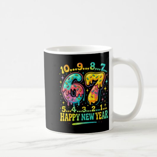 67 Meme Countdown Happy New Year Funny Drip Number コーヒーマグカップ (右)