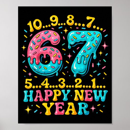 67 Meme Countdown Happy New Year Funny Drip Number ポスター (正面)