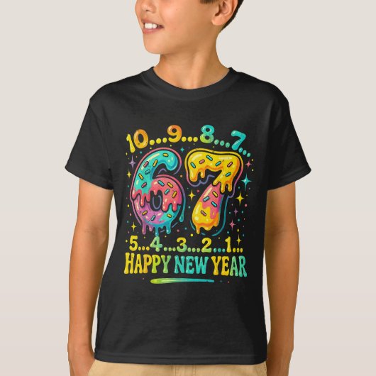 67 Meme Countdown Happy New Year Funny Drip Number Tシャツ (正面)