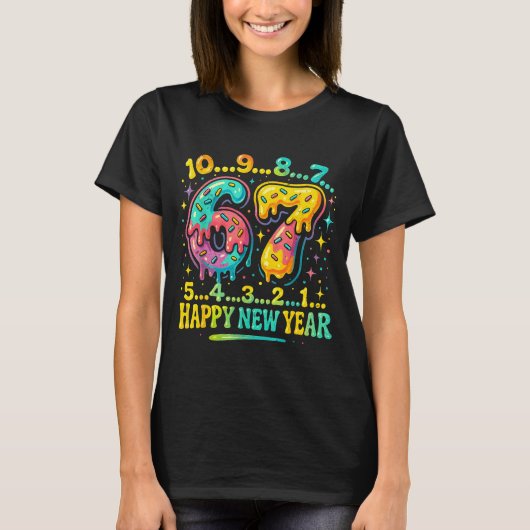 67 Meme Countdown Happy New Year Funny Drip Number Tシャツ (正面)