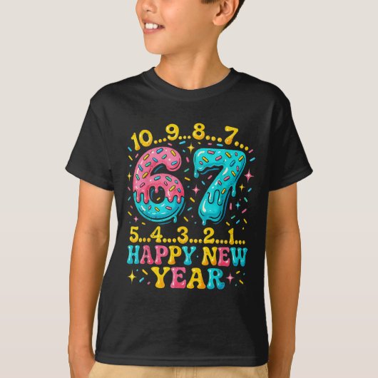 67 Meme Countdown Happy New Year Funny Drip Number Tシャツ (正面)