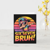 67 Meme Dabbing Six Seven 6 7 Bruh Funny Number De カード (黄色い花)