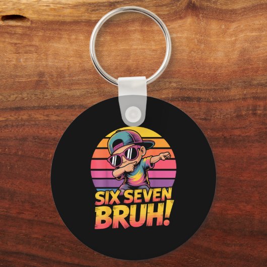 67 Meme Dabbing Six Seven 6 7 Bruh Funny Number De キーホルダー (正面)