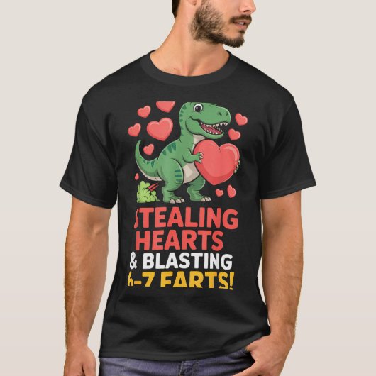 67 Meme Dinosaur Stealing Hearts 6-7 Farts Valenti Tシャツ (正面)