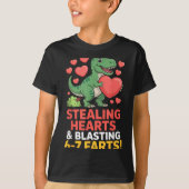 67 Meme Dinosaur Stealing Hearts 6-7 Farts Valenti Tシャツ (正面)