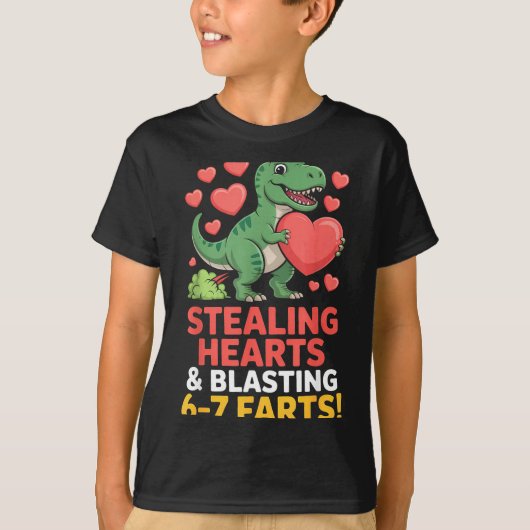 67 Meme Dinosaur Stealing Hearts 6-7 Farts Valenti Tシャツ (正面)