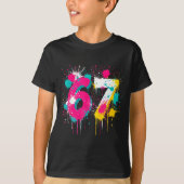 67 Meme Drip Spray Paint Six Seven 80s Bright Colo Tシャツ (正面)
