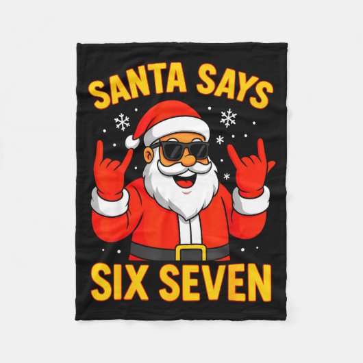 67 Meme Funny 6-7 Christmas 2025 6 7 Santa Says Si フリースブランケット (正面)