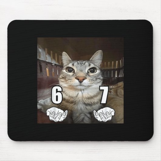 67 Meme Funny Cat Six Seven Meme 6 7 マウスパッド (正面)
