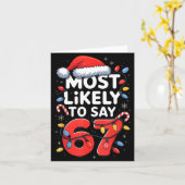 67 Meme Funny Christmas Meme Design Most Likely To カード (黄色い花)