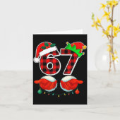 67 Meme Funny Christmas Red Plaid Xmas Pajamas Sla カード (黄色い花)