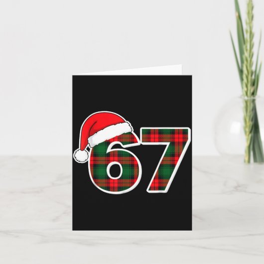 67 Meme Funny Christmas Red Plaid Xmas Pajamas Sla カード (正面)