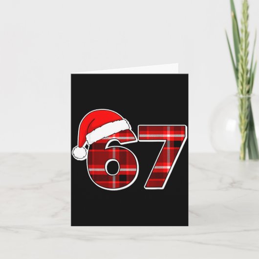 67 Meme Funny Christmas Red Plaid Xmas Pajamas Sla カード (正面)