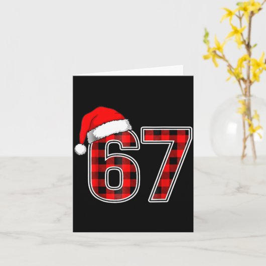 67 Meme Funny Christmas Red Plaid Xmas Pajamas Sla カード (黄色い花)