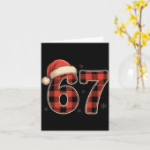 67 Meme Funny Christmas Red Plaid Xmas Pajamas Sla カード (黄色い花)