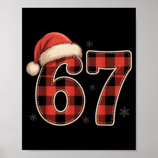 67 Meme Funny Christmas Red Plaid Xmas Pajamas Sla ポスター (正面)