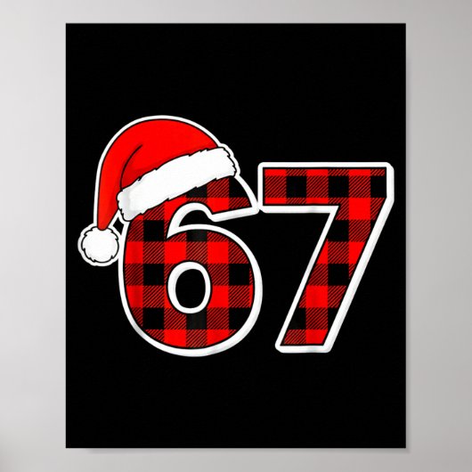 67 Meme Funny Christmas Red Plaid Xmas Pajamas Sla ポスター (正面)