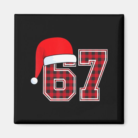 67 Meme Funny Christmas Red Plaid Xmas Pajamas Sla マグネット (正面)