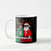 67 Meme Funny Christmas Santa Six Seven  コーヒーマグカップ (左)