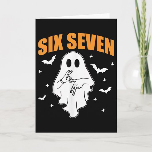 67 Meme Funny Ghost Halloween Haunted 6 7 Six Seve カード (正面)