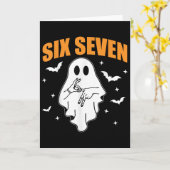 67 Meme Funny Ghost Halloween Haunted 6 7 Six Seve カード (黄色い花)
