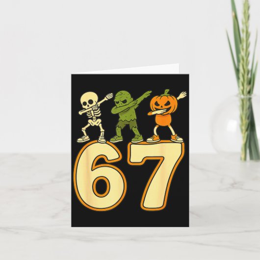 67 Meme Funny Halloween Numbers Six Seven Men Wome カード (正面)