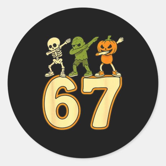 67 Meme Funny Halloween Numbers Six Seven Men Wome ラウンドシール (正面)