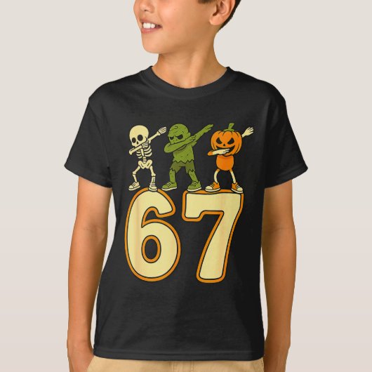 67 Meme Funny Halloween Numbers Six Seven Men Wome Tシャツ (正面)