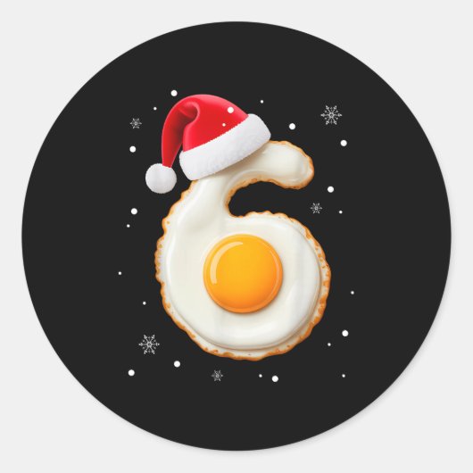 67 Meme Funny Number 6 Egg Bacon Matching Christma ラウンドシール (正面)