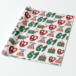 67 Meme Funny Santa Christmas Gift Wrap For Teen ラッピングペーパー